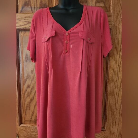 Red Button-Up Dress - Picture 1 of 4